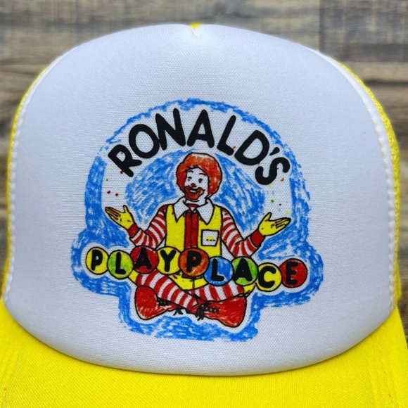 Ronalds Playplace Mens Trucker Hat Yellow Snapback 1994 McDonalds Playgound Cap - Picture 3 of 8